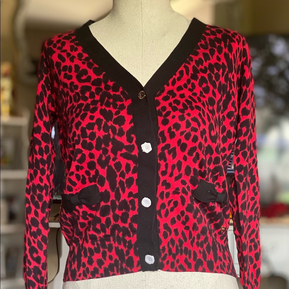 Leopard Bow Cardigan